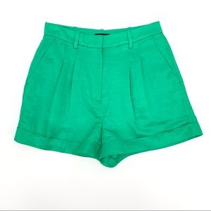 NWT J. Crew Green High Rise Drapey Short in Satin-Faced Linen